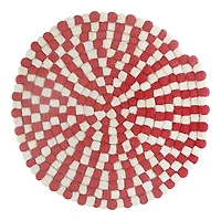 E/HOME RND FELT BALL TRIVET in Red