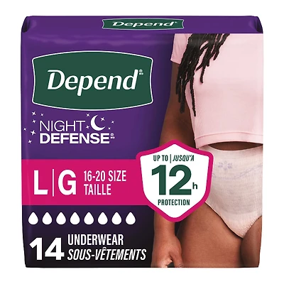 Depend Night Defense Incontinence Underwear for Women - Overnight Absorbency - Large - 14 Count