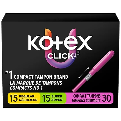 U by Kotex Click Compact Multipack Tampons - Regular/Super - Unscented - 30 Count