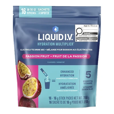 Liquid I.V. Hydration Multiplier Electrolyte Drink Mix Stick Packs - Passion Fruit - 16's