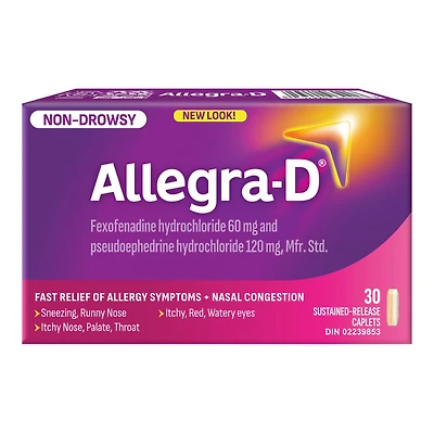 Allegra-D Allergies + Nasal Congestion Caplets - 30's