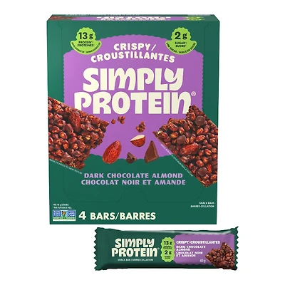 SimplyProtein Plant-Based Snack Bars - Dark Chocolate Almond - 4 x 40g