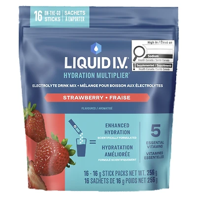Liquid I.V. Hydration Multiplier Electrolyte Drink Mix Stick Packs - Strawberry - 16's