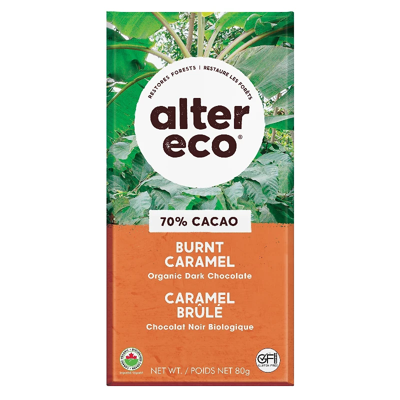 Alter Eco Deep Dark Salted Organic Chocolate Bar - 70% Cacao - Burnt Caramel - 80g