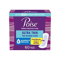 Poise Ultra Thin Incontinence & Postpartum Pads - Moderate Absorbency - 60 Count