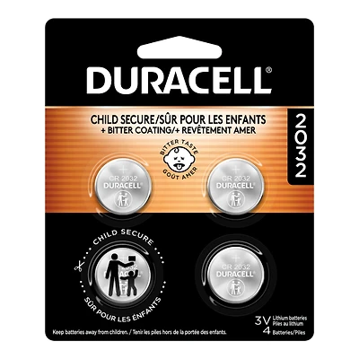 Duracell Lithium Battery - Bitter Coating - CR2032 - 4 Pack
