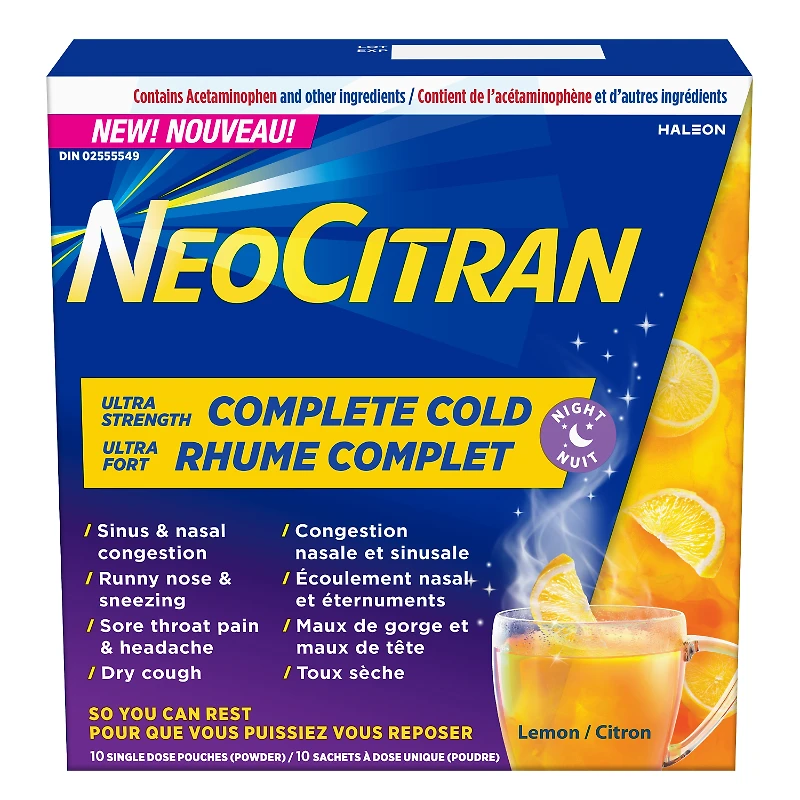 NeoCitran Total Flu Ultra Strength Night Powder - Lemon - 10's