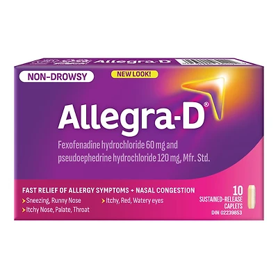 Allegra-D Allergies + Nasal Congestion Caplets - 10's