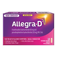 Allegra-D Allergies + Nasal Congestion Caplets - 10's