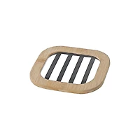 Metal Trivet with Bamboo Sides - Black