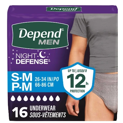 Depend Night Defense Adult Incontinence Underwear for Men - Overnight - S/M - 16 Count