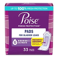 Poise Incontinence Pads - Ultimate Absorbency - Regular - 33 Count