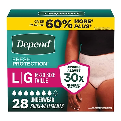 Depend Fresh Protection Adult Incontinence Underwear for Women - Blush - Maximum - Large/28 Count