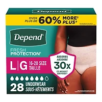 Depend Fresh Protection Adult Incontinence Underwear for Women - Blush - Maximum - Large/28 Count