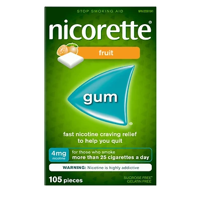 Nicorette Nicotine Gum Stop Smoking Aid - Fresh Fruit - 4mg