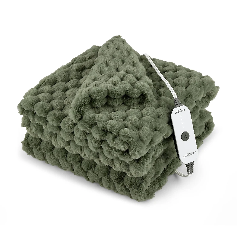 Sunbeam Heated Velvet Throw in Beige