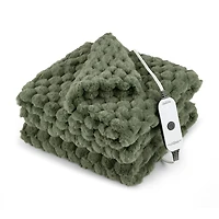 Sunbeam Heated Velvet Throw in Beige