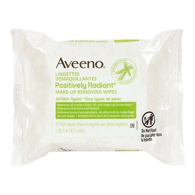 Aveeno Active Naturals Positively Radiant Make Up Removing Wipes - 25's