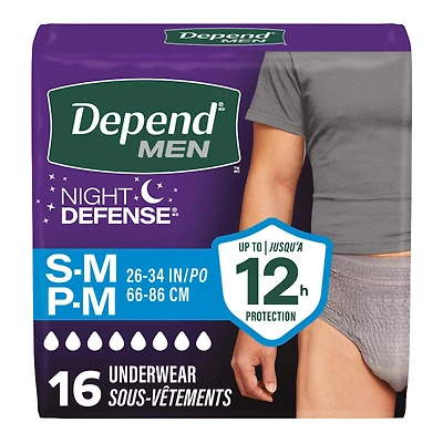 Depend Night Defense Adult Incontinence Underwear for Men - Overnight - S/M - 16 Count