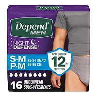 Depend Night Defense Adult Incontinence Underwear for Men - Overnight - S/M - 16 Count