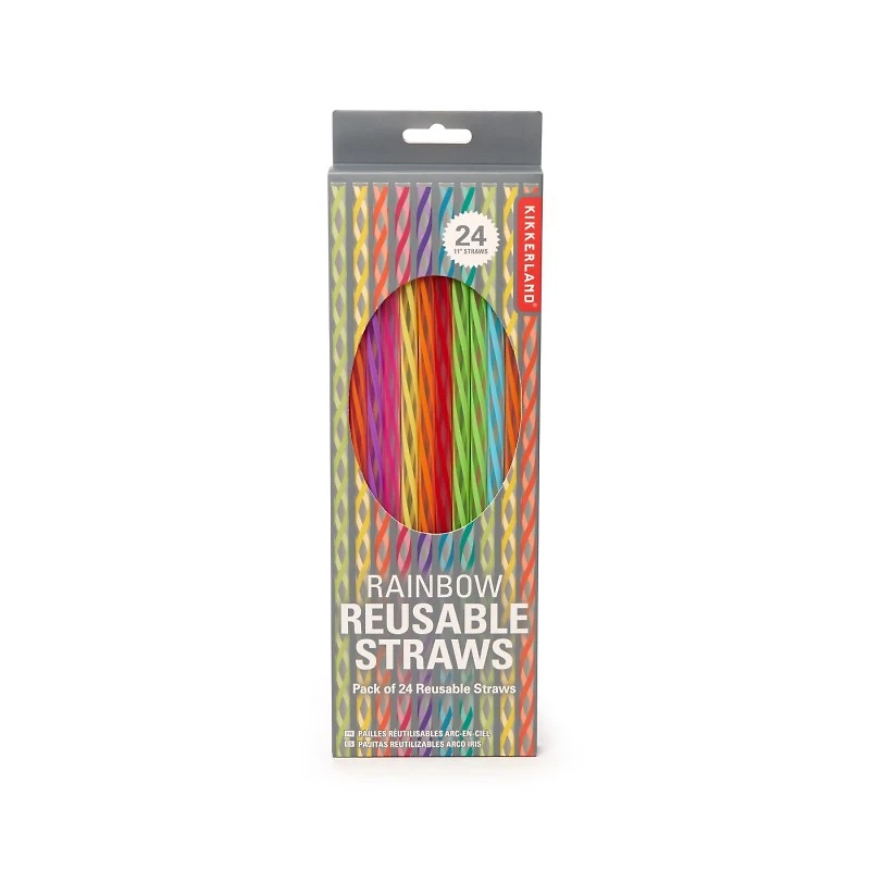 Kikkerland Rainbow Reusable Straws - Pack of 24