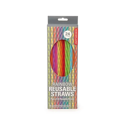 Kikkerland Rainbow Reusable Straws - Pack of 24