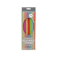 Kikkerland Rainbow Reusable Straws - Pack of 24