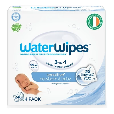 WaterWipes Original Baby Cleaning Wipes - 4 x 60's