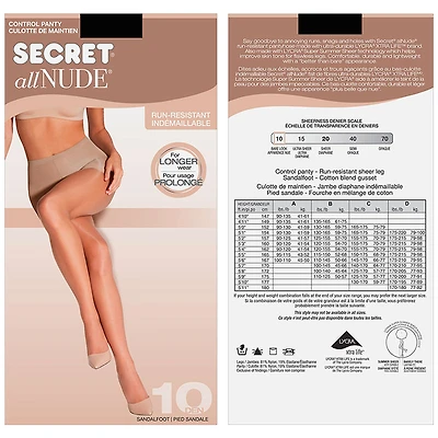 Secret All Nude Ultra Sheer Control Top - Med Nude - C