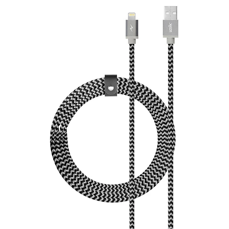 Logiix Piston Connect Braided Lightning Cable - Blue/Black - LGX12657