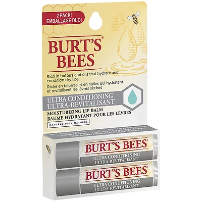 Burt's Bees Moisturizing Lip Balm - Ultra Conditioning - 2 x 4.25g