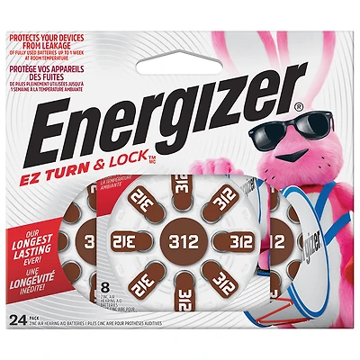 Energizer EZ Turn & Lock Size 312 Hearing Aid Batteries - 24 Pack - AZ312DP24