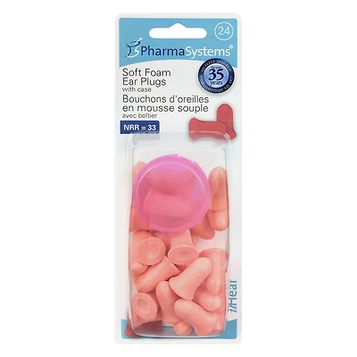 PharmaSystems uHear Soft Foam Ear Plugs - 24s