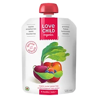 Love Child Organics Puree - Apples, Strawberry, Beets and Blueberries - 128ml