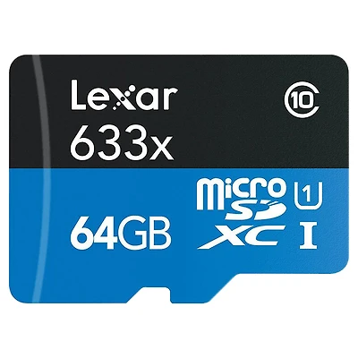 Lexar High-Performance 633x MicroSD Card - 64GB - LSDMI64GBBNL633A