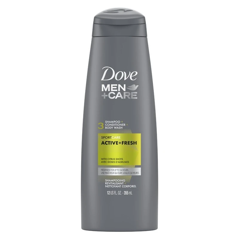 Dove Men+Care 3 Shampoo Conditioner Deodorizer - Active +Fresh - 355ml