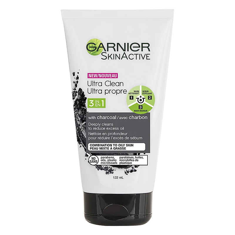 Garnier SkinActive Ultra Clean 3 in 1 Face Wash with Charcoal - 132ml