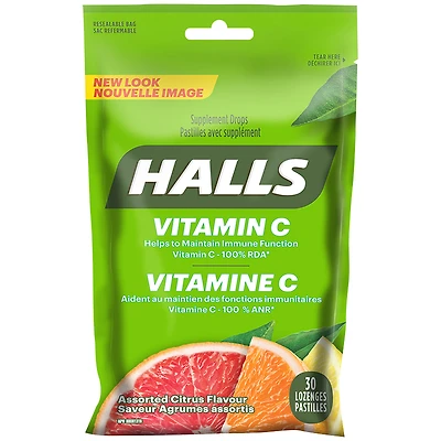 Halls Vitamin C Supplement Drops - Assorted Citrus - 30s