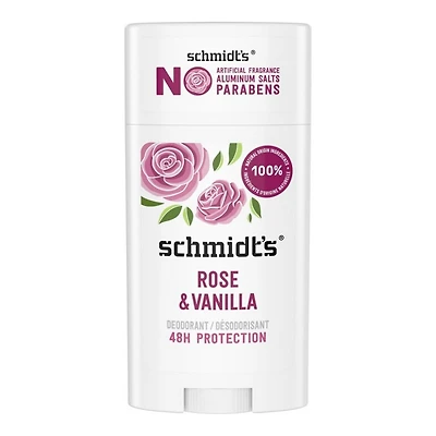 Schmidt's Natural Deodorant Stick - Rose + Vanilla - 75g