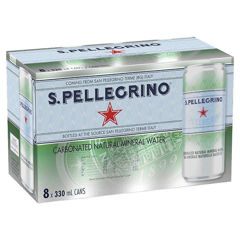 San Pellegrino Carbonated Natural Mineral Water - 8x330ml