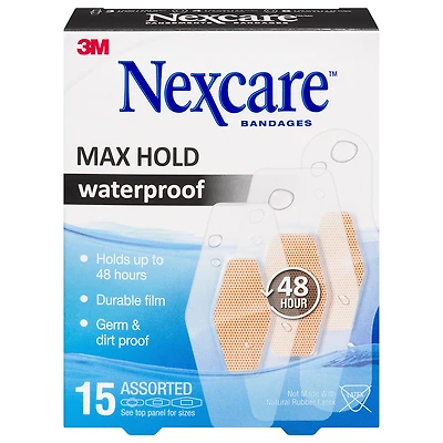 Nexcare Bandages Assorted - Max Hold Waterproof - 15s