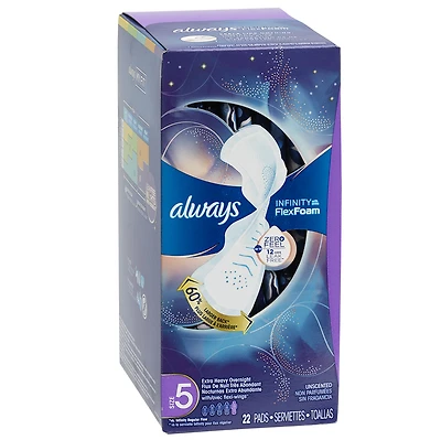 Always Infinity Size 5 Extra Heavy Overnight Pad - 22's