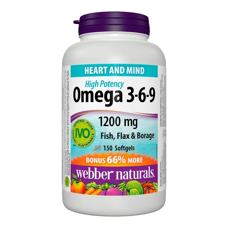 Webber Naturals High Potency Omega-3-6-9 Softgels - 1200mg - 150s