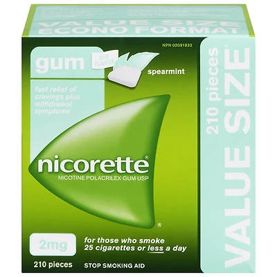 Nicorette Nicotine Gum - Spearmint - 2mg - 210s