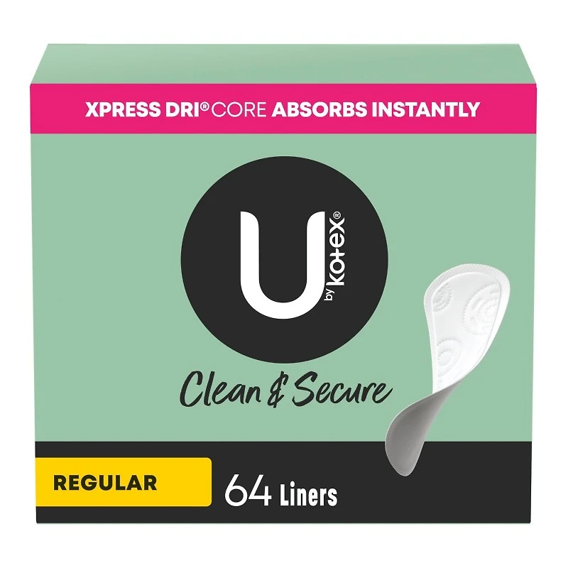U by Kotex Clean & Secure Pantyliners - Regular - 64's