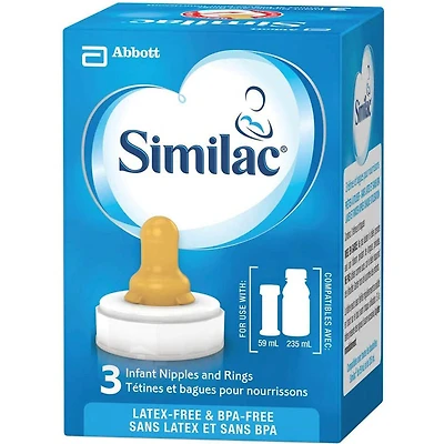 Similac Latex-Free Infant Nipples and Rings - 3pk