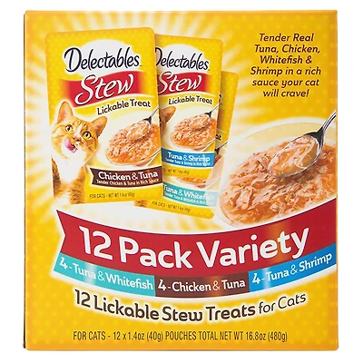 Hartz Delectables Stew Lickable Treat - Variety 12 Pack