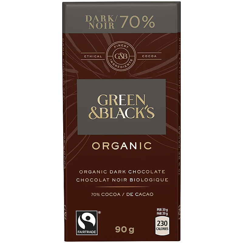Green & Black's Organic Chocolate - 70% Dark - 90g