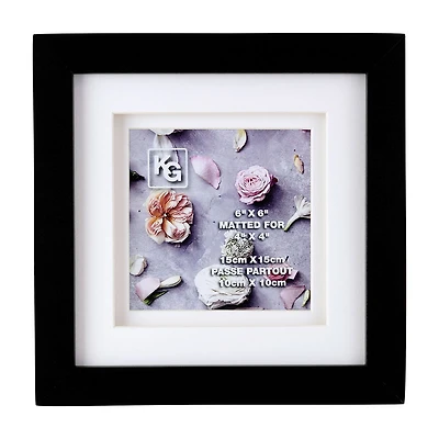 Kiera Grace Double Mat Frame - Black - 6x6 Inch Double Matted for 4x4 Inch - PH00668-4