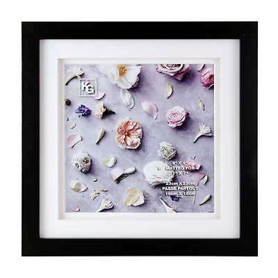 Kiera Grace Double Mat Frame - Black - 9x9 Inch Double Matted for 7x7 Inch - PH00670-7